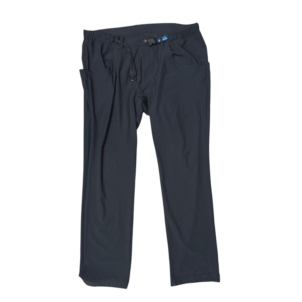 KAVU Mens XXL Black Hiking Pants Built-in Belt Stretch Outdoor Techwear Trousers